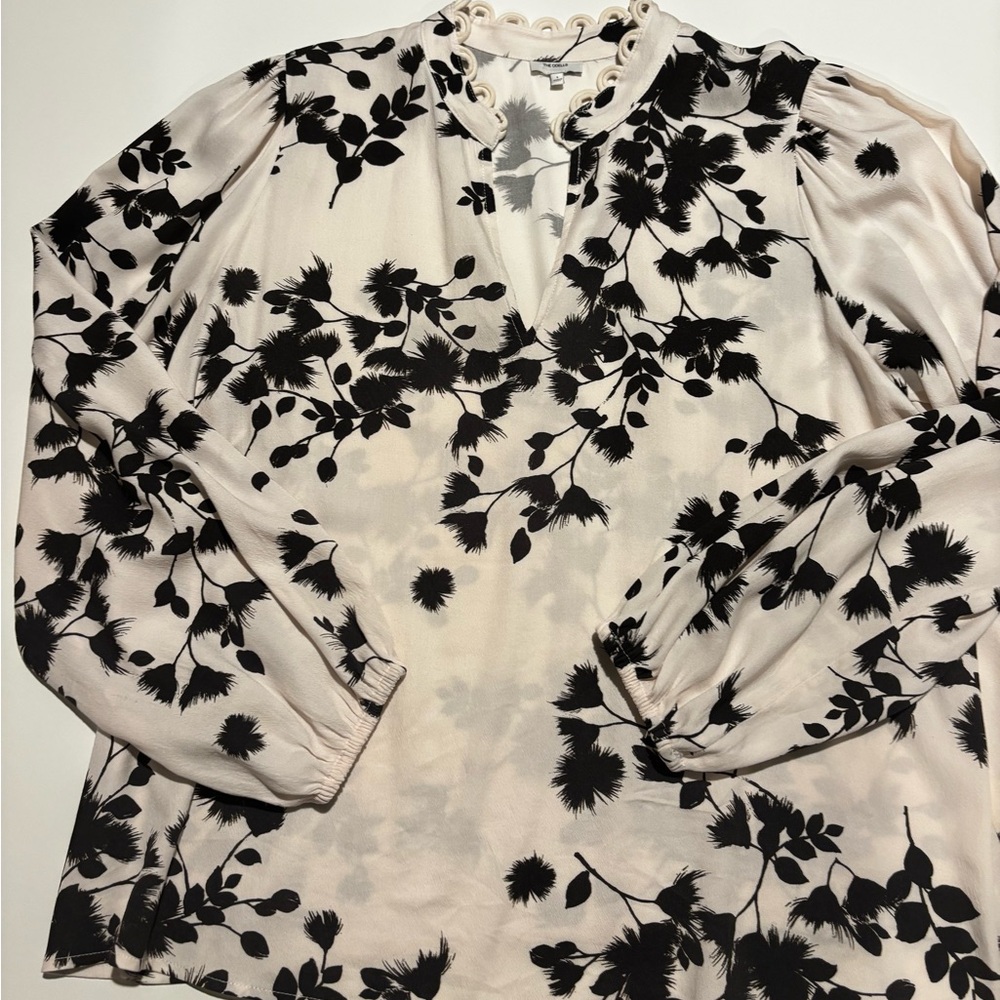 The Odells Robin Dandelion Print Blouse Black and Ivory size Large